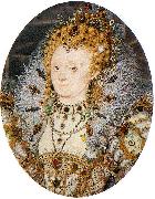 Nicholas Hilliard Portrait miniature of Elizabeth I of England with a crescent moon jewel in her hair oil painting